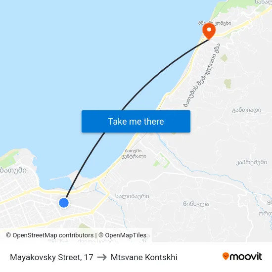 Mayakovsky Street, 17 to Mtsvane Kontskhi map