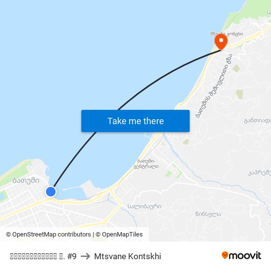 გოგებაშვილის ქ. #9 to Mtsvane Kontskhi map