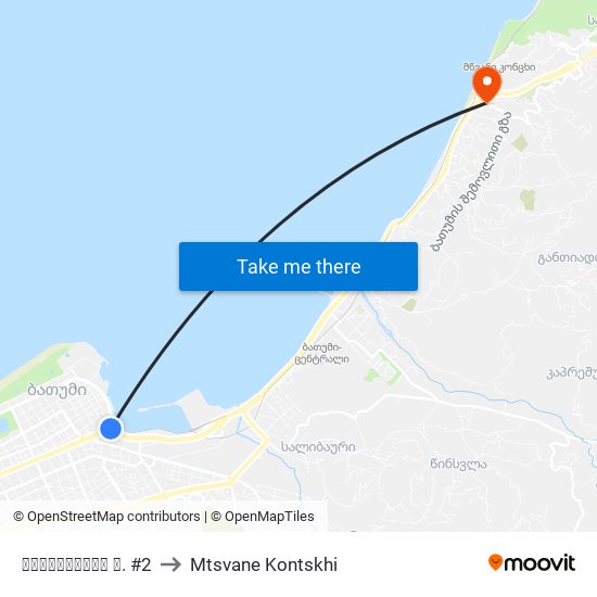 ჭავჭავაძის ქ. #2 to Mtsvane Kontskhi map