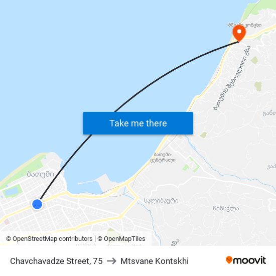 Chavchavadze Street, 75 to Mtsvane Kontskhi map