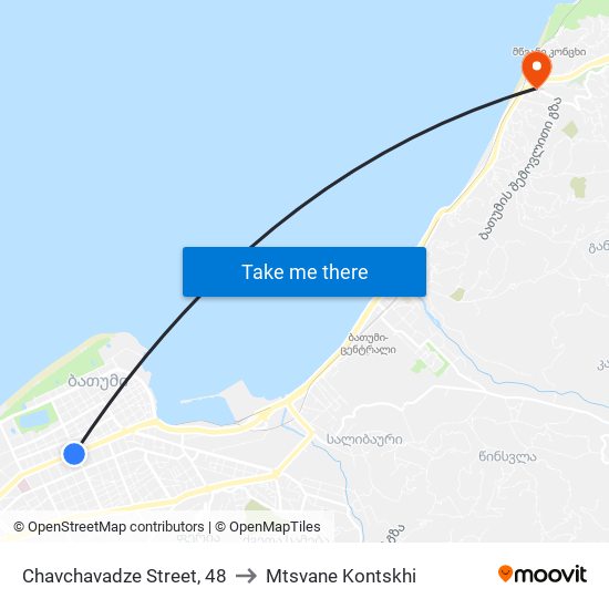 Chavchavadze Street, 48 to Mtsvane Kontskhi map