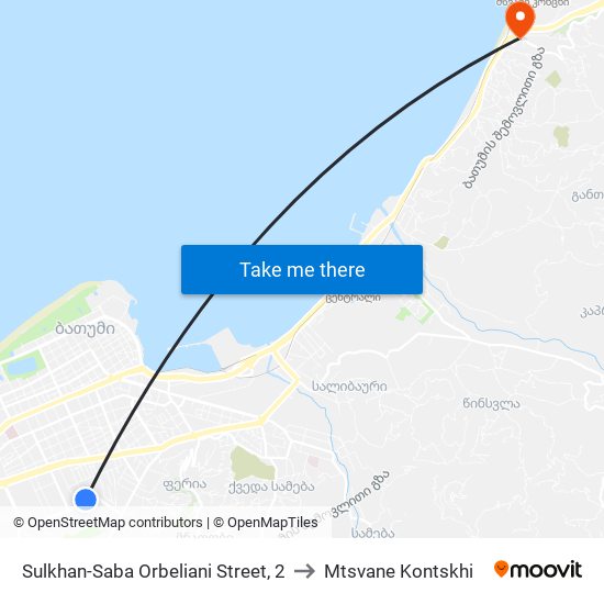 Sulkhan-Saba Orbeliani Street, 2 to Mtsvane Kontskhi map