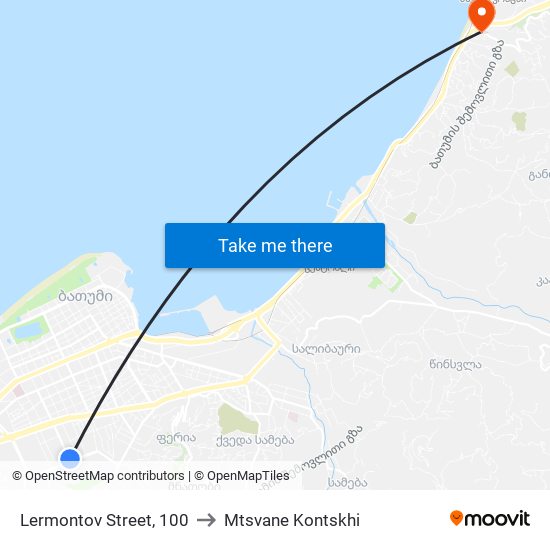 Lermontov Street, 100 to Mtsvane Kontskhi map