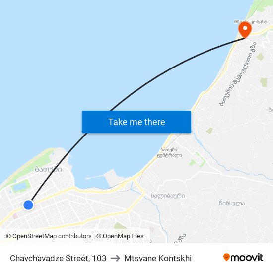 Chavchavadze Street, 103 to Mtsvane Kontskhi map