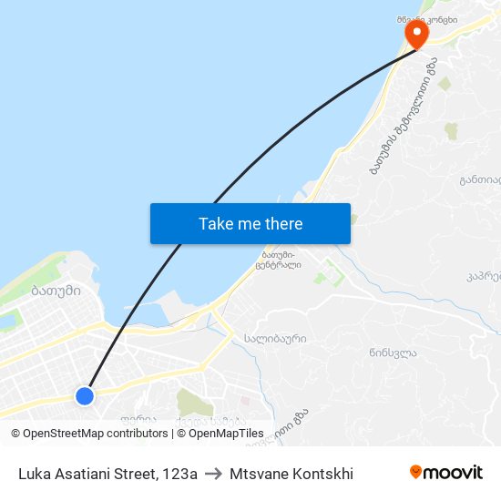 Luka Asatiani Street, 123a to Mtsvane Kontskhi map