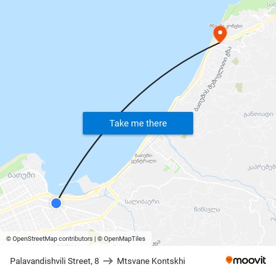 Palavandishvili Street, 8 to Mtsvane Kontskhi map