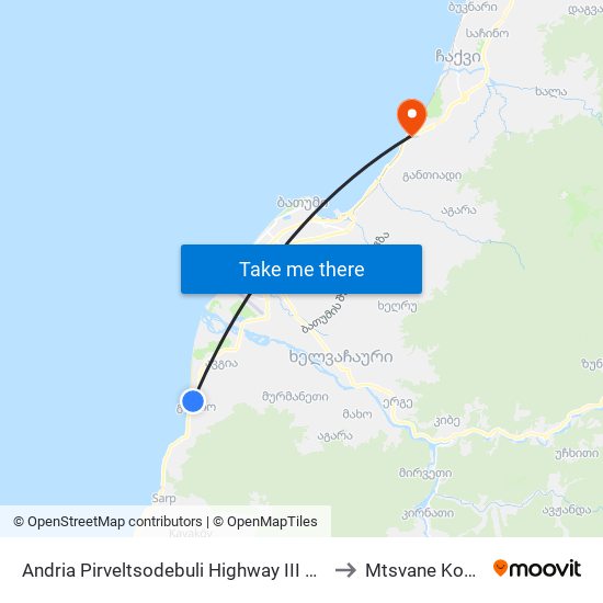 Andria Pirveltsodebuli Highway III Deadlock, 3 to Mtsvane Kontskhi map