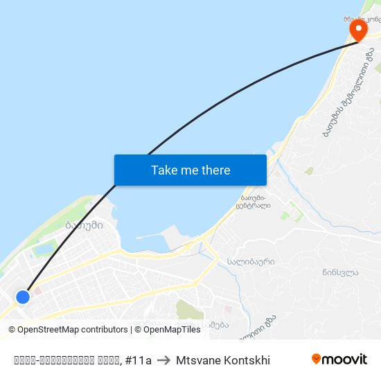 ტბელ-აბუსერიძის ქუჩა, #11a to Mtsvane Kontskhi map