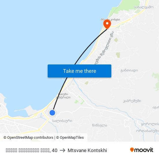 ჯემალ ქათამაძის ქუჩა, 40 to Mtsvane Kontskhi map
