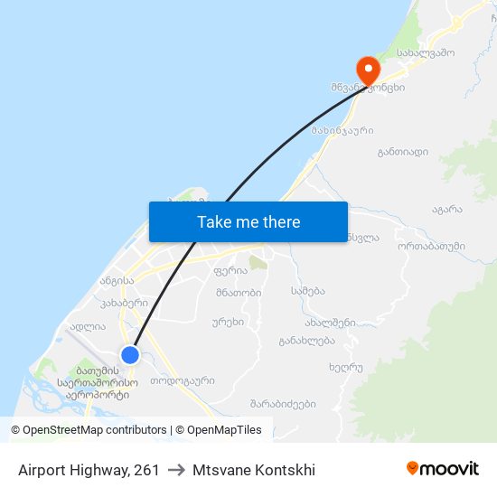 Airport Highway, 261 to Mtsvane Kontskhi map