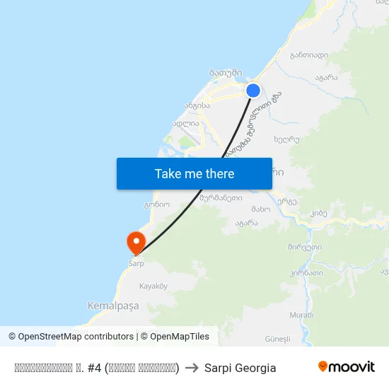 მაიაკოვსკის ქ. #4 (ბონის მოედანი) to Sarpi Georgia map