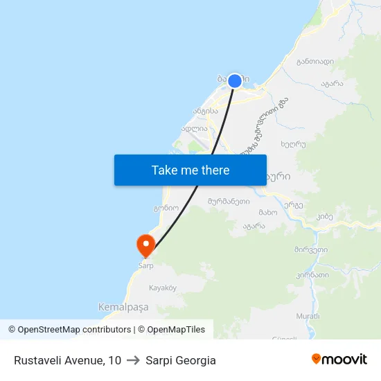 Rustaveli Avenue, 10 to Sarpi Georgia map