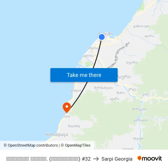 რუსთაველის გამზირი. (უნივერსიტეტი) #32 to Sarpi Georgia map