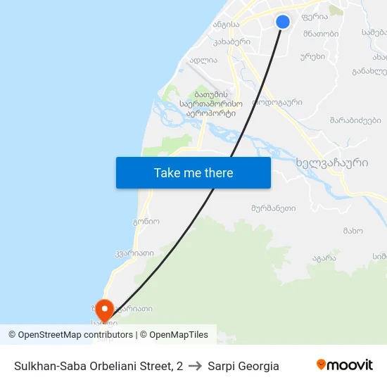 Sulkhan-Saba Orbeliani Street, 2 to Sarpi Georgia map