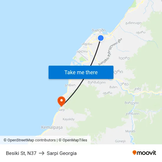 Besiki St, N37 to Sarpi Georgia map