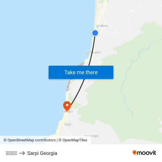 გონიო to Sarpi Georgia map