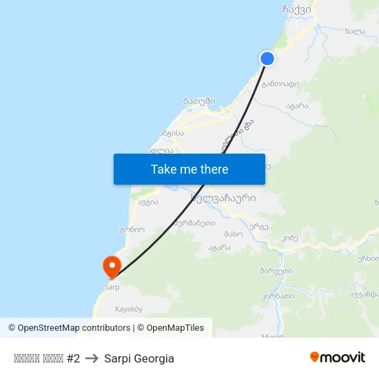 ბაღის ქუჩა #2 to Sarpi Georgia map