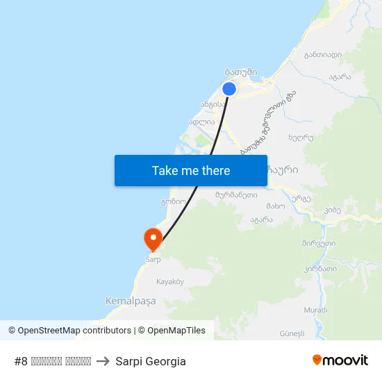 #8 საჯარო სკოლა to Sarpi Georgia map