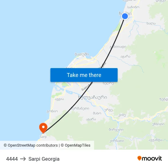 4444 to Sarpi Georgia map