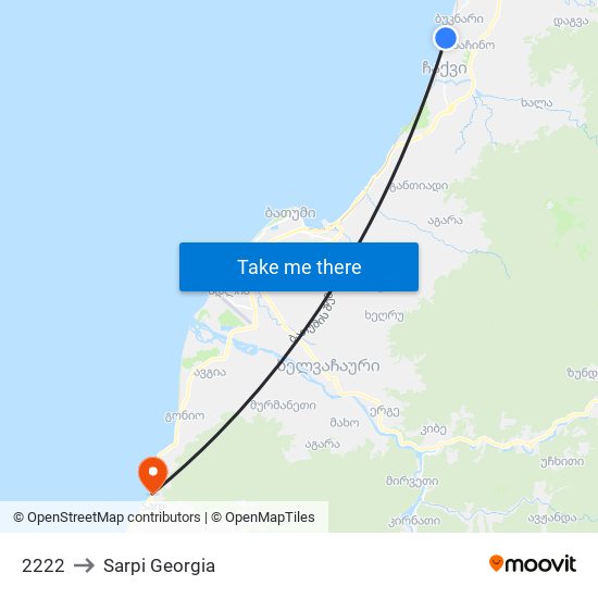 2222 to Sarpi Georgia map