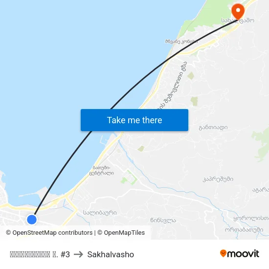 მაიაკოვსკის ქ. #3 to Sakhalvasho map