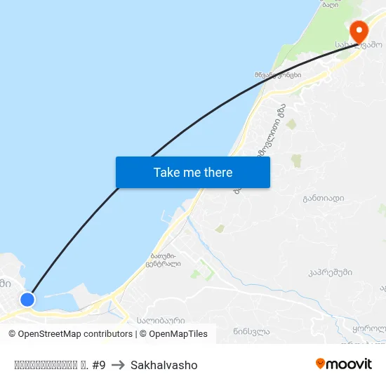 გოგებაშვილის ქ. #9 to Sakhalvasho map