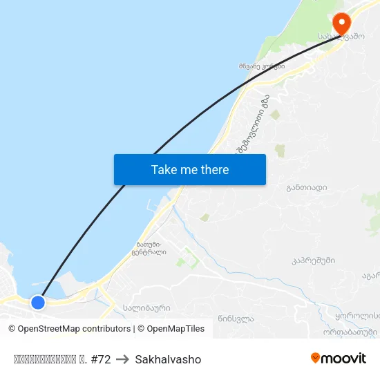 გოგებაშვილის ქ. #72 to Sakhalvasho map