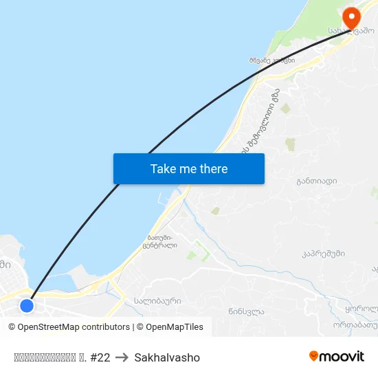 ჯორჯიაშვილის ქ. #22 to Sakhalvasho map