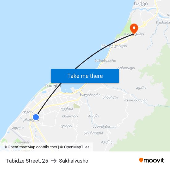 Tabidze Street, 25 to Sakhalvasho map