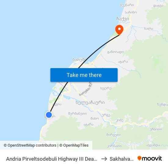 Andria Pirveltsodebuli Highway III Deadlock, 3 to Sakhalvasho map