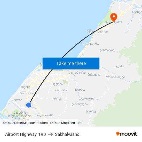 Airport Highway, 190 to Sakhalvasho map