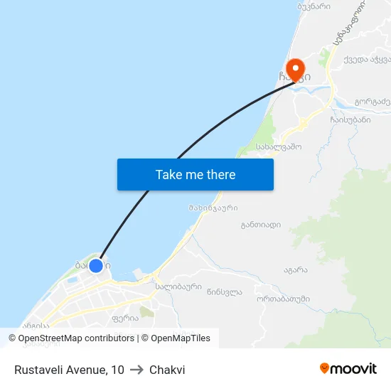Rustaveli Avenue, 10 to Chakvi map