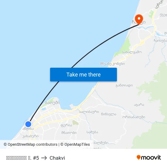 Kobaladze Street #5 to Chakvi map