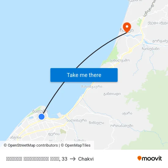 Nikoloz Baratashvili Street, 33 to Chakvi map