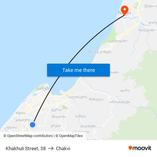 Khakhuli Street, 38 to Chakvi map