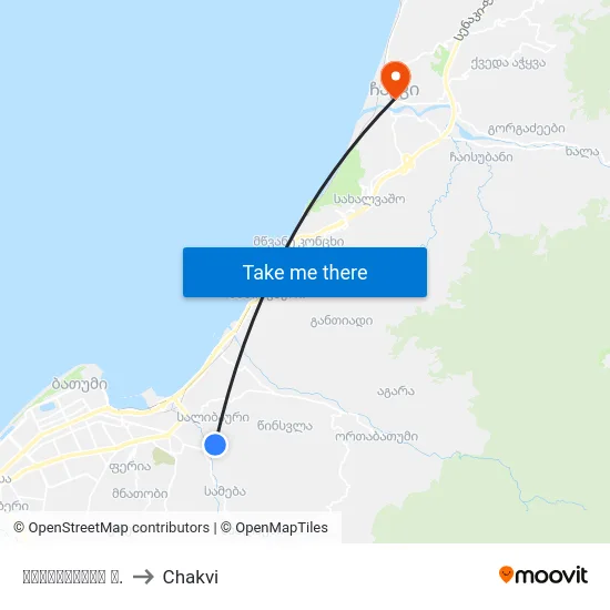 სვიჩევსკის ქ. to Chakvi map