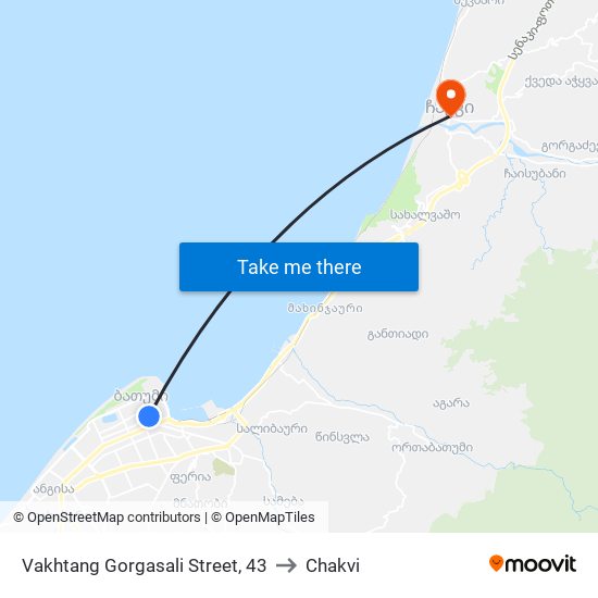 Vakhtang Gorgasali Street, 43 to Chakvi map