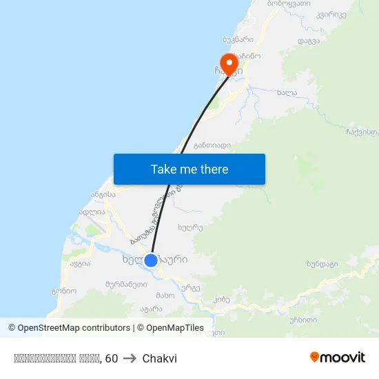 აღმაშენებლის ქუჩა, 60 to Chakvi map