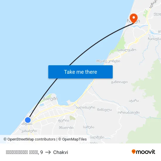 Inasaridze Street, 9 to Chakvi map