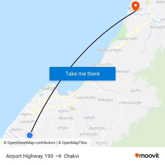Airport Highway, 190 to Chakvi map