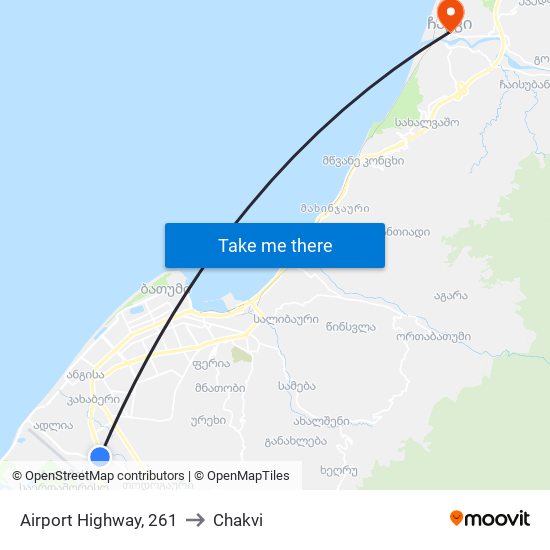 Airport Highway, 261 to Chakvi map
