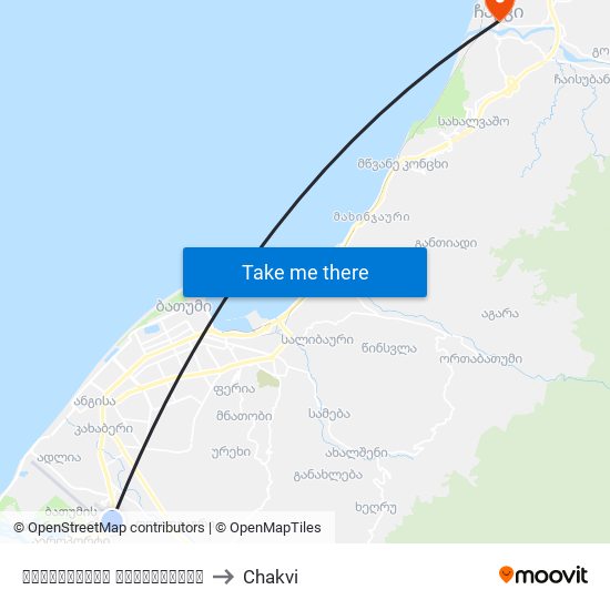 აეროპორტის გზადკეცილი to Chakvi map