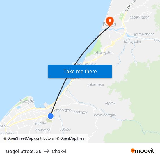Gogol Street, 36 to Chakvi map