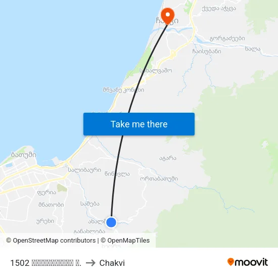 1502 Mayakovsky Street to Chakvi map