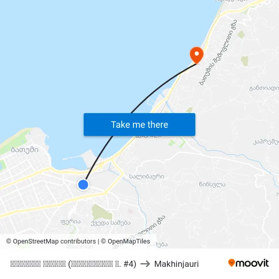 აგრარული ბაზარი (მაიაკოვსკის ქ. #4) to Makhinjauri map