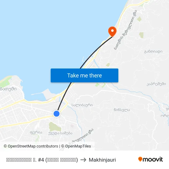 მაიაკოვსკის ქ. #4 (ბონის მოედანი) to Makhinjauri map