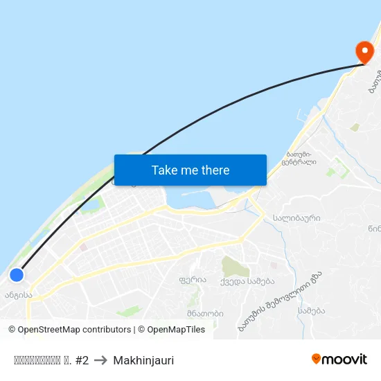 Kobaladze Street #2 to Makhinjauri map