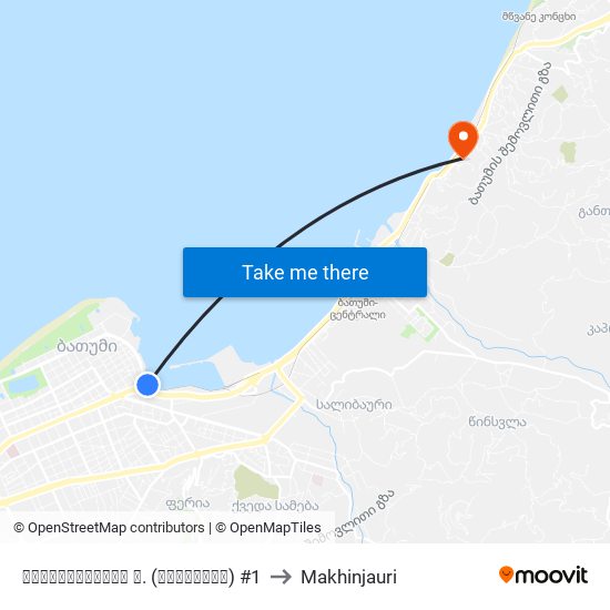 გოგებაშვილის ქ. (საბაგირო) #1 to Makhinjauri map