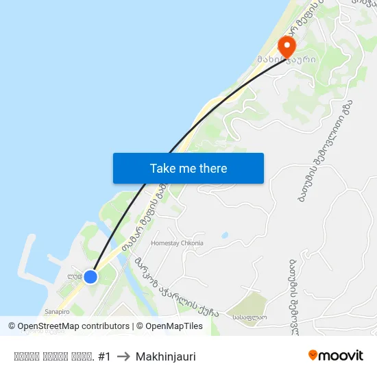 თამარ მეფის გამზ. #1 to Makhinjauri map