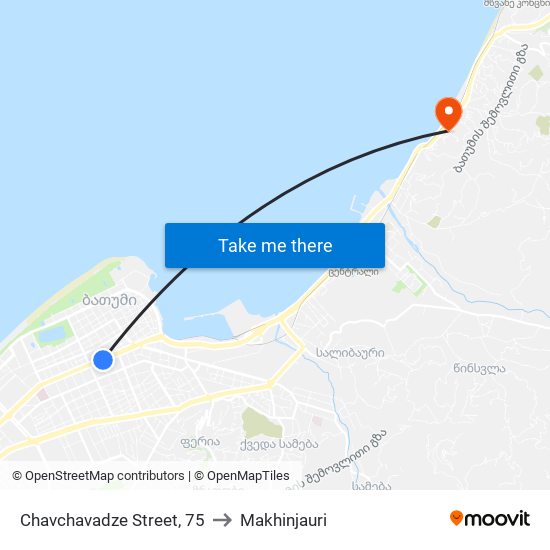 Chavchavadze Street, 75 to Makhinjauri map
